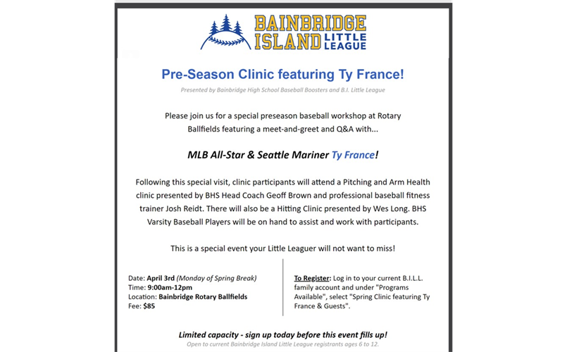 Ty France Clinic - April 3!